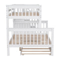 AECOJOY Twin-Over-Full Bunk Bed with Twin size Trundle, Storage and Guard Rail for Bedroom, Espresso