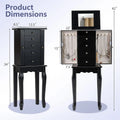 Standing Jewelry Armoire Cabinet with Flip Top Mirror, 4 Drawers, 8 Necklace Hooks & 2 Side Doors, Jewelry Storage Organizer Chest for Bedroom