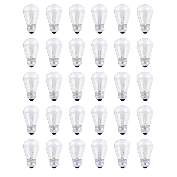 30 Pack S14 Outdoor String Light Bulbs Set 120V 11W Clear Outdoor Patio Vintage Light Shatterproof Bulbs