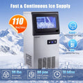 110 LBS/24H Commercial Ice Maker, Stainless Steel Ice Machine with 25 LBS Storage, 36 Cubes in 13 Mins, Self-Cleaning & Water Filter for Home Bar Cafe