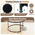 Tangkula Round Nesting Coffee Table Set of 2 with Fabric Storage Basket & Metal Frame