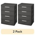 Sterilite 4 Drawer Unit, Durable Plastic Storage Solution for Garages and Basements, Dark Gray