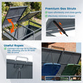 44 Cu.Ft Outdoor Trash Can Storage Shed for 2 Bins, Metal Garbage Can Organizer with Gas Struts, Shock Absorbers, Lockable Doors & Slant-Roof