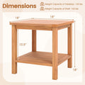 Tangkula 2 Tier Acacia Wood Square End Table with Slatted Tabletop & Storage Shelf