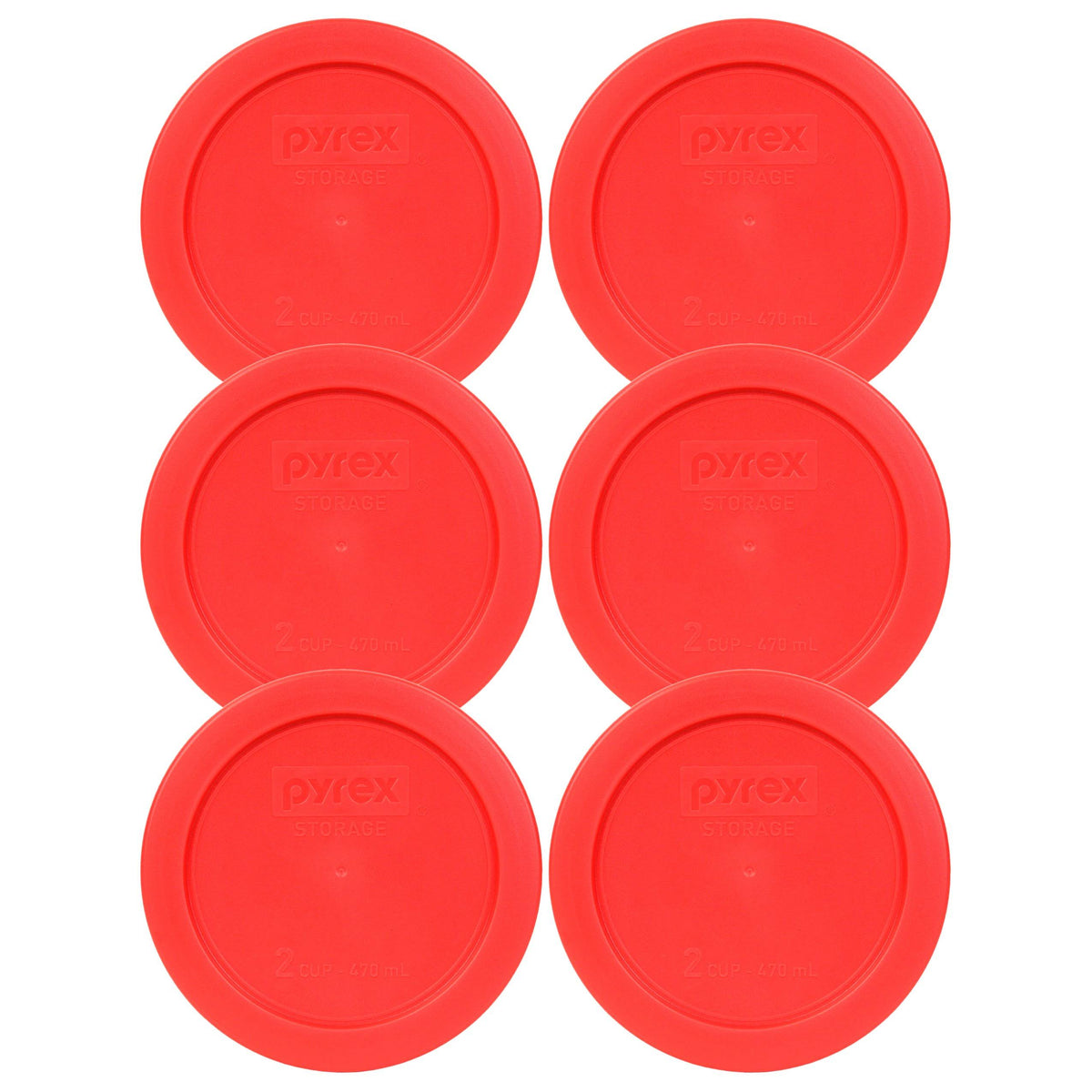 Pyrex 7200-PC Red Round 2 Cup Storage Lid for Glass Bowl (6, Red)