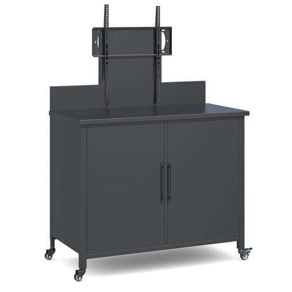 AECOJOY Outdoor Storage Cabinet with TV Mount for 40–85 Inch TVs, Outdoor TV Stand with Storage Cabinet Waterproof